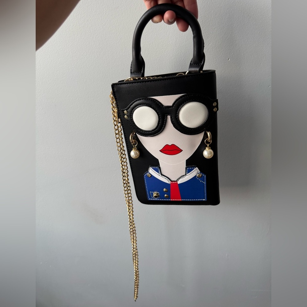 NWT JOSEPH D'AREZZO Sunglass Woman Top Handle Bag Black - Picture 6 of 9